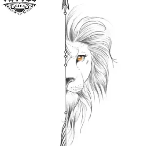tatouage-ephemere-lion-fleche-majestueuse-design tatouage-ephemere-lion-fleche-majestueuse-design