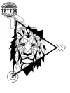 tatouage-ephemere-lion-geometrique-femme-tattoo-temporary-lion-design