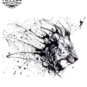 tatouage-lion-ephemere-graphique-design-artistique tatouage-lion-ephemere-graphique-design-artistique