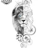 tatouage ephémère lion motif horloge design intemporel réaliste tatouage ephémère lion motif horloge design intemporel réaliste