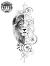 tatouage ephémère lion motif horloge design intemporel réaliste tatouage ephémère lion motif horloge design intemporel réaliste