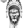 tatouage-ephemere-lion-indien-hipster-design-temporaire-majestueux