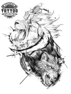 Tatouage éphémère lion et loup design unique peau 실용성