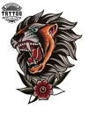 tatouage-ephemere-lion-old-school-style-vintage tatouage-ephemere-lion-old-school-style-vintage