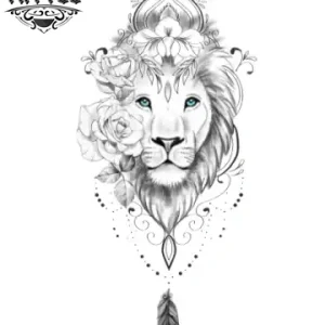 tatouage-ephemere-lion-ornemental-design-unique