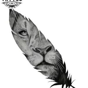 tatouage-plume-ephemere-lion-chic-sauvage tatouage-plume-ephemere-lion-chic-sauvage