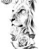 tatouage-ephemere-lion-rose-design-unique-temporaire tatouage-ephemere-lion-rose-design-unique-temporaire