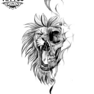 tatouage-ephemere-lion-tete-de-mort-design-unique tatouage-ephemere-lion-tete-de-mort-design-unique
