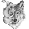 tatouage-ephemere-loup-avec-rose-design-temporaire-tatouage-loups-fleurs tatouage-ephemere-loup-avec-rose-design-temporaire-tatouage-loups-fleurs