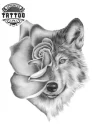 tatouage-ephemere-loup-avec-rose-design-temporaire-tatouage-loups-fleurs tatouage-ephemere-loup-avec-rose-design-temporaire-tatouage-loups-fleurs