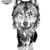 tatouage-ephemere-loup-boussole-design-unique tatouage-ephemere-loup-boussole-design-unique