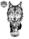 tatouage-ephemere-loup-boussole-design-unique tatouage-ephemere-loup-boussole-design-unique