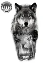 tatouage-ephemere-design-unique-loup-cerf-cerf-mystique