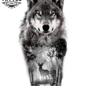 tatouage-ephemere-design-unique-loup-cerf-cerf-mystique tatouage-ephemere-design-unique-loup-cerf-cerf-mystique