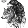 tatouage-loup-ephemere-corbeau-mystique