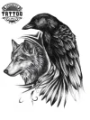 tatouage-loup-ephemere-corbeau-mystique