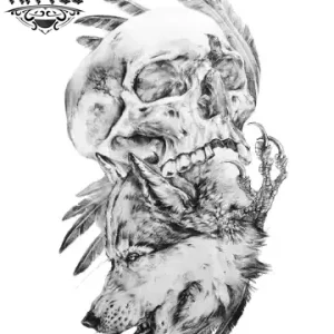 tatouage-ephemere-loup-crane-design-unique-mystique tatouage-ephemere-loup-crane-design-unique-mystique