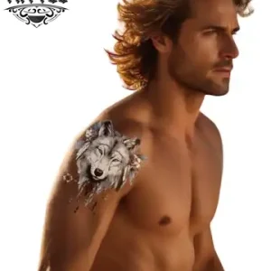 tatouage-epaule-homme-ephemere-loup-realiste tatouage-epaule-homme-ephemere-loup-realiste