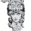 tatouage loup et femme mystique décalcomanie temporaire peau tatouage loup et femme mystique décalcomanie temporaire peau