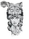 tatouage loup et femme mystique décalcomanie temporaire peau tatouage loup et femme mystique décalcomanie temporaire peau