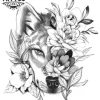 tatouage ephemere loup fleur realiste peau