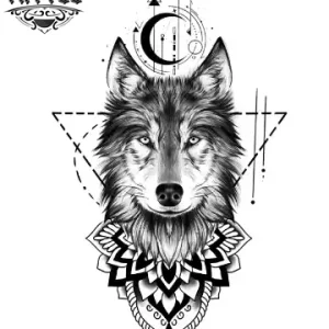 tatouage-loup-ephemere-mandala-design-hypnotique tatouage-loup-ephemere-mandala-design-hypnotique