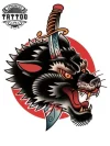 tatouage-ephemere-loup-old-school-style-retro-durable tatouage-ephemere-loup-old-school-style-retro-durable