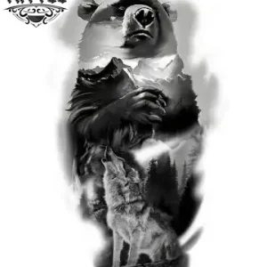 tatouage-ephemere-loup-ours-design-unique tatouage-ephemere-loup-ours-design-unique