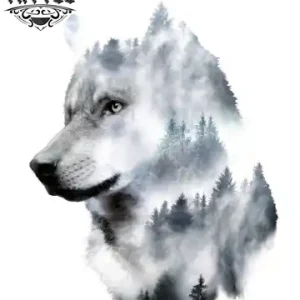 tatouage-ephemere-loup-paysage-naturel-realiste tatouage-ephemere-loup-paysage-naturel-realiste