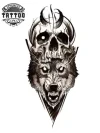 tatouage-loup-ephemere-tete-de-mort tatouage-loup-ephemere-tete-de-mort