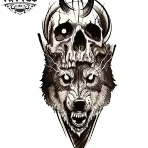 tatouage-loup-ephemere-tete-de-mort tatouage-loup-ephemere-tete-de-mort