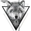 tatouage-ephemere-loup-triangle-design-geometrique-elegant tatouage-ephemere-loup-triangle-design-geometrique-elegant