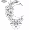 tatouage-ephemere-lune-fleur-elegant