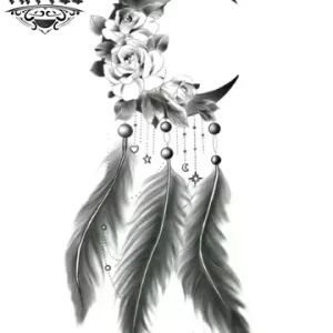 tatouage-ephemere-lune-plume-design tatouage-ephemere-lune-plume-design