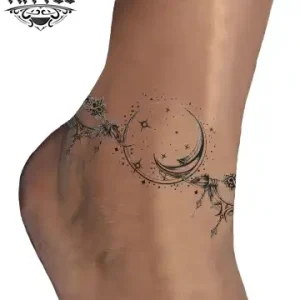 Tatouage éphémère lune élégant pour cheville femme Tatouage éphémère lune élégant pour cheville femme