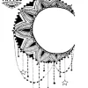 tatouage ephemere lune dentelle elegante