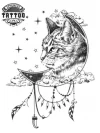 tatouage-lune-ephemere-chat-mystique tatouage-lune-ephemere-chat-mystique