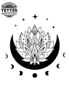 tatouage ephemere lune et fleur de lotus art corporel temporaire floral tatouage ephemere lune et fleur de lotus art corporel temporaire floral