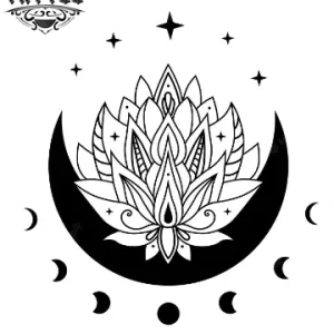 tatouage ephemere lune et fleur de lotus art corporel temporaire floral tatouage ephemere lune et fleur de lotus art corporel temporaire floral