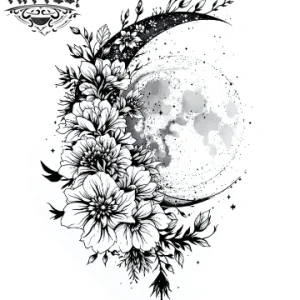 tatouage temporaire lune florale design éphémère tatouage temporaire lune florale design éphémère