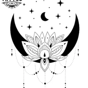 tatouage ephémère lune unalome design spirituel image alt tatouage ephémère lune unalome design spirituel image alt