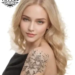 tatouage-epaule-ephemere-motif-lys-elegant