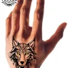 tatouage-main-ephemere-loup-realiste