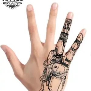 tatouage-main-ephemere-robot-moderne tatouage-main-ephemere-robot-moderne