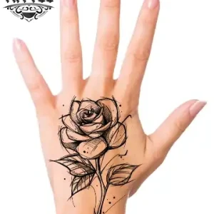 tatouage-main-ephemere-motif-rose-femme tatouage-main-ephemere-motif-rose-femme