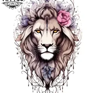 tatouage manchette ephemere femme lion majestueux tatouage manchette ephemere femme lion majestueux