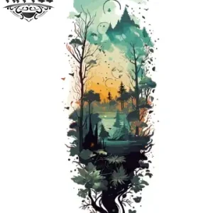 tatouage-manchette-ephemere-foret-mystique tatouage-manchette-ephemere-foret-mystique