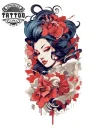 tatouage-manchette-ephemere-japonaise-femme tatouage-manchette-ephemere-japonaise-femme