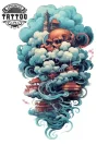 tatouage-manchette-ephemere-nuage-poignet tatouage-manchette-ephemere-nuage-poignet