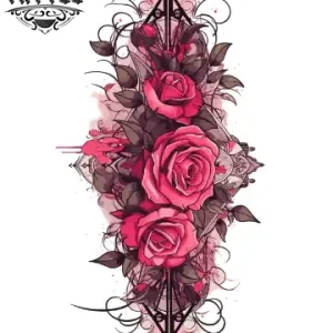 tatouage-manchette-ephemere-rose-femme tatouage-manchette-ephemere-rose-femme